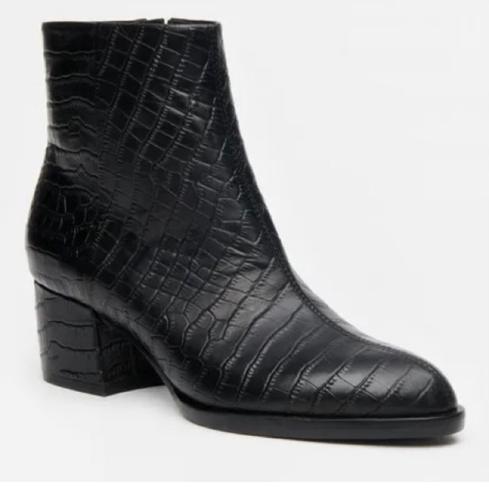 J.McLaughlin Gwyneth Leather Croc-Embossed Ankle Boots